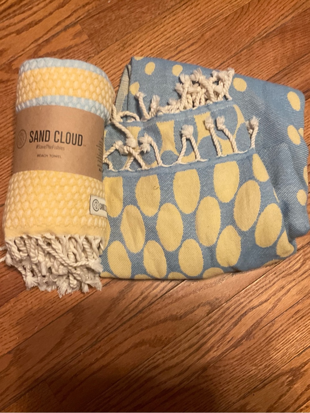 2 New Sand Cloud Beach Turkish Towels, Yellow & Light Blue Beach - Picture 3 of 6
